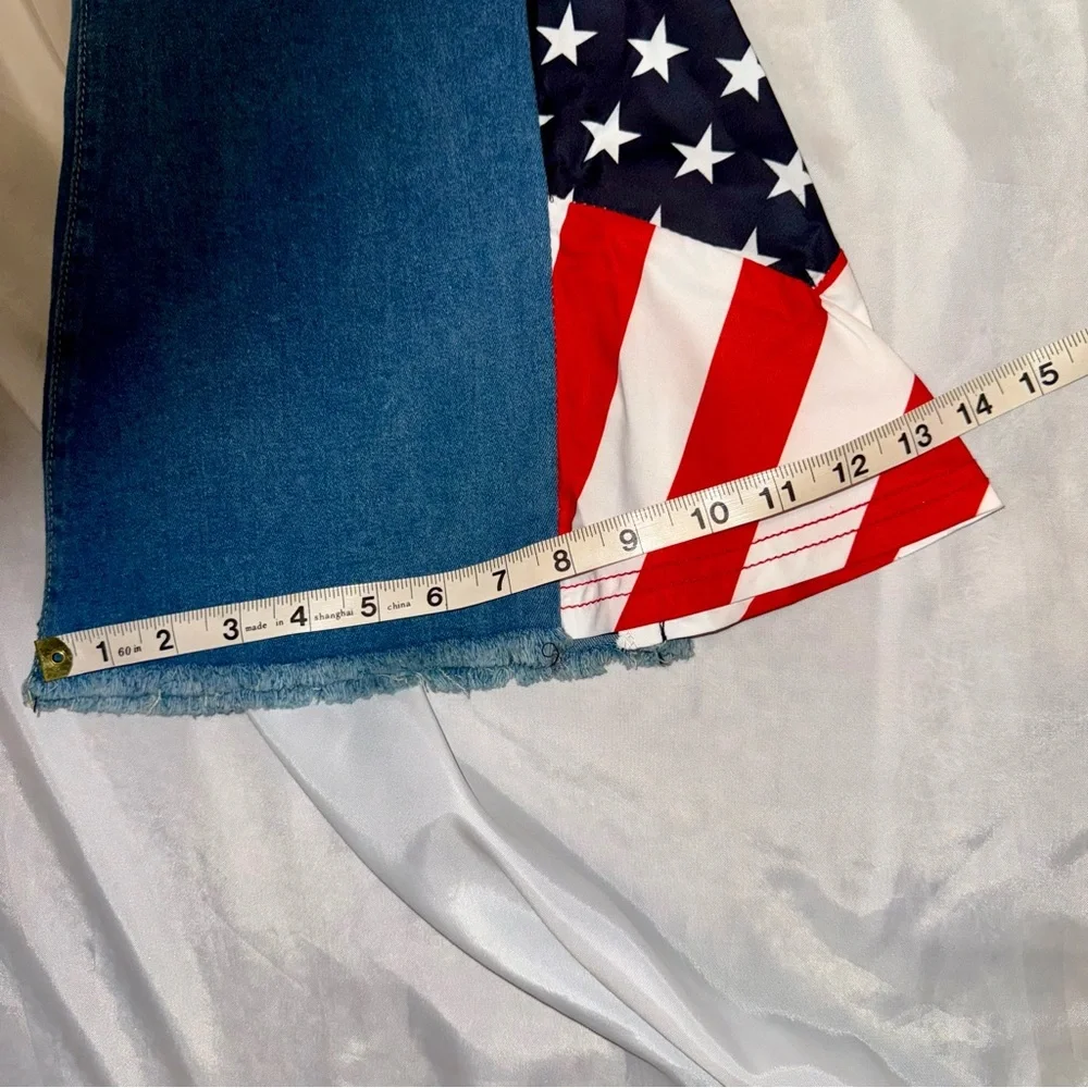 American Flag Bell Bottom Blue Jeans Rock&Roll/CountryWestern Ladies 2XL/36W - Picture 6 of 6